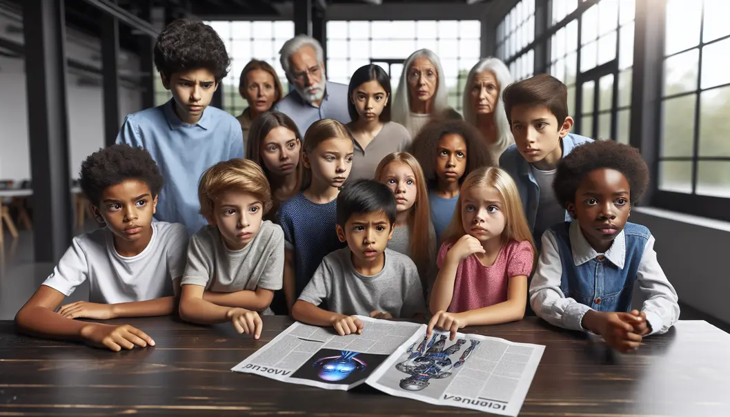 Children critically analyzing various media sources to nurture independent thinking.