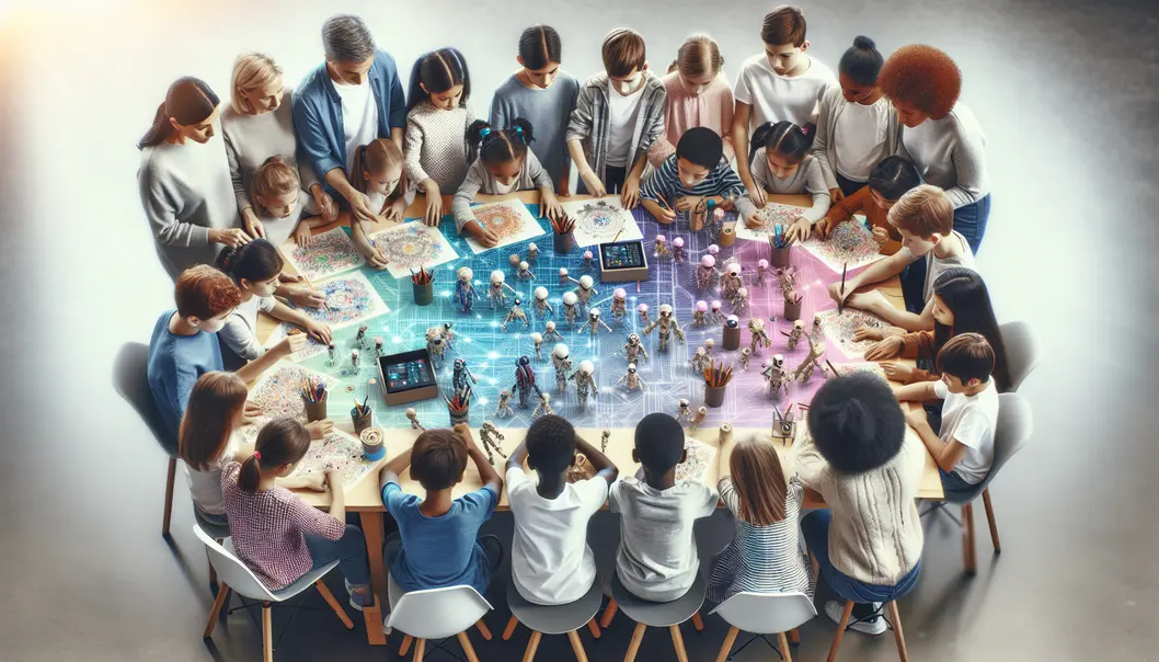 Children critically analyzing various media sources to nurture independent thinking.